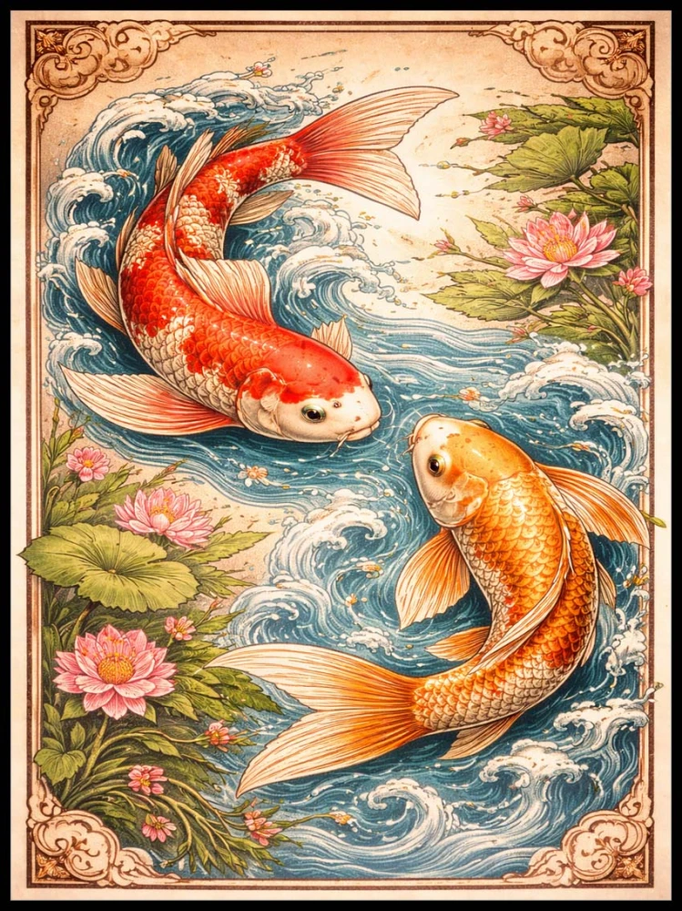 Plakat, Japonia Ryby Koi 4rooms