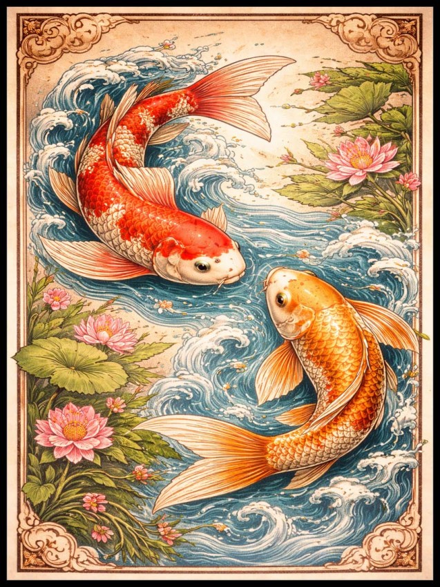 Plakat, Japonia Ryby Koi 4rooms