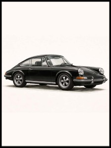 Plakat, Retro auto - Czarne Porche