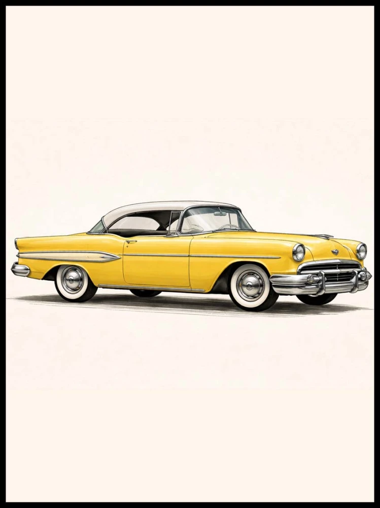 Plakat, Retro auto - Żółte