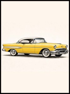 Plakat, Retro auto - Żółte
