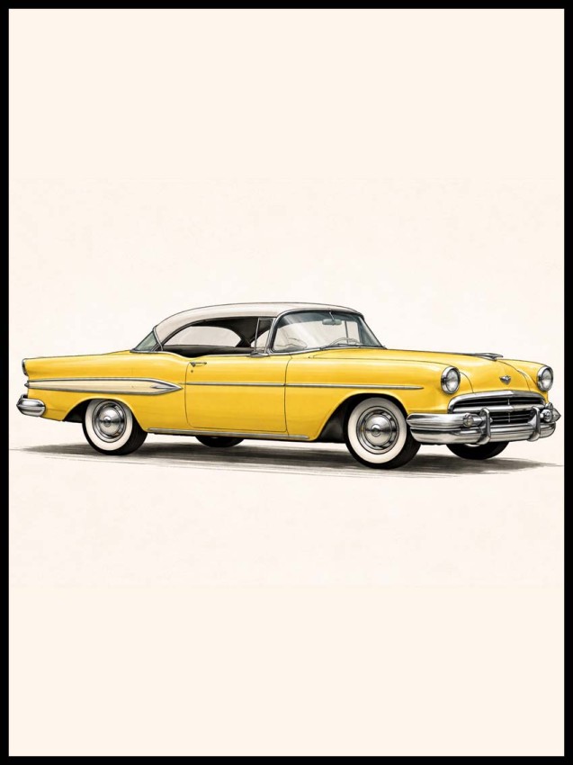 Plakat, Retro auto - Żółte