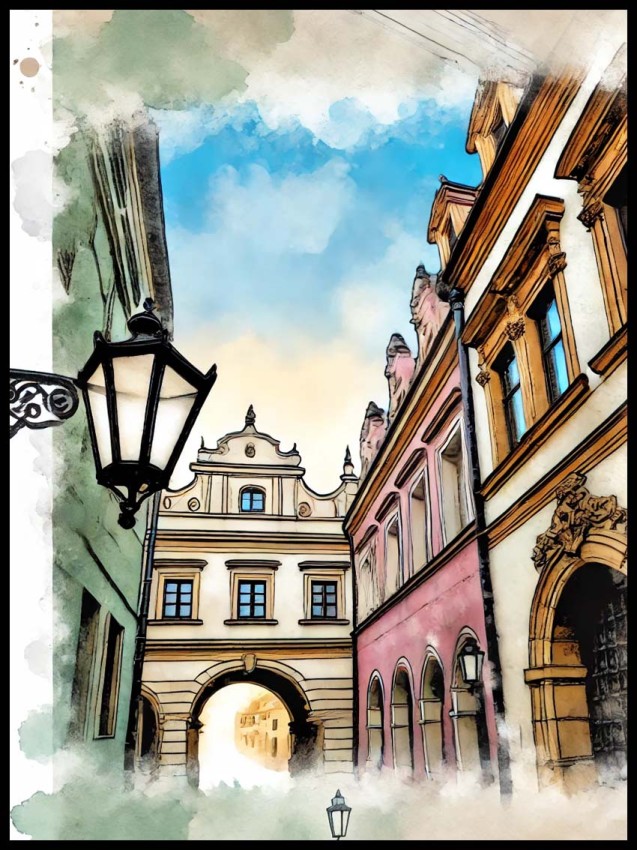 Plakat, Polskie miasto - Lublin akwarela 4rooms