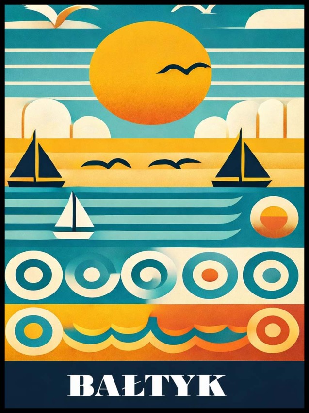 Plakat, Polskie Regiony retro - Bałtyk 4rooms