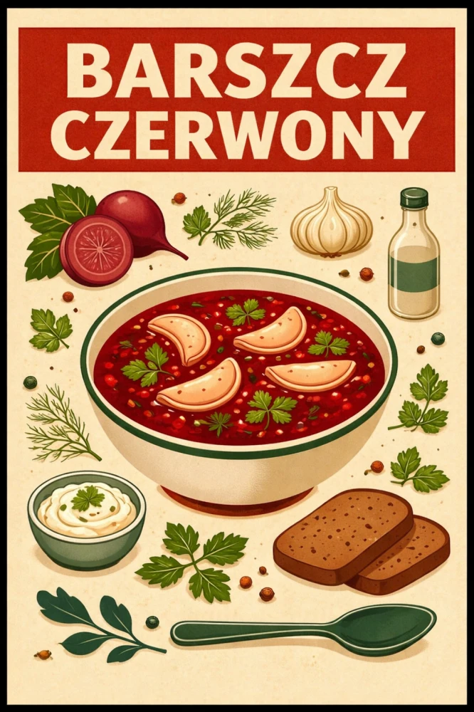 Plakat do kuchni kulinarny- Polskie Dania - Barszcz czerwony