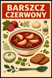 Plakat do kuchni kulinarny- Polskie Dania - Barszcz czerwony