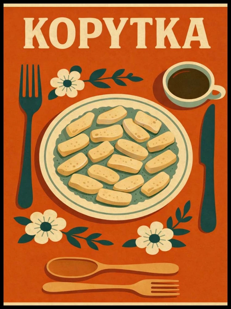 Plakat do kuchni kulinarny- Polskie Dania - Kopytka