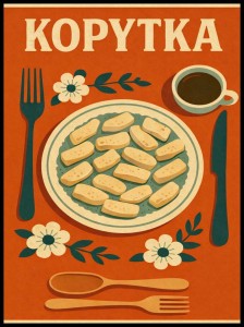 Plakat do kuchni kulinarny- Polskie Dania - Kopytka