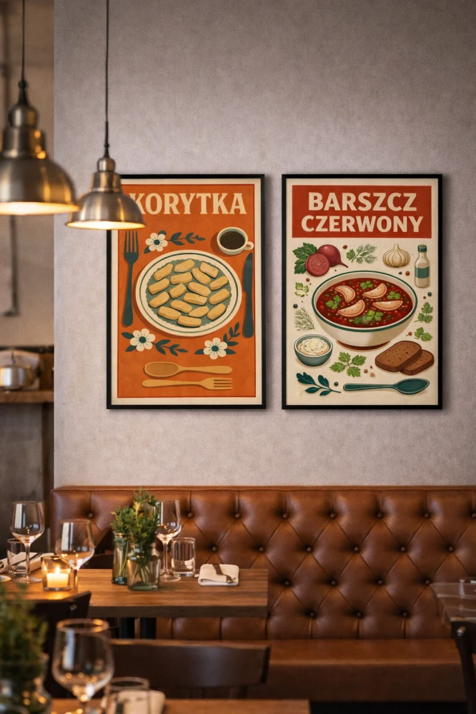 Plakat do kuchni kulinarny- Polskie Dania - Kopytka