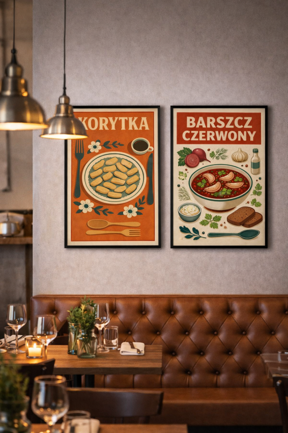 Plakat do kuchni kulinarny- Polskie Dania - Kopytka