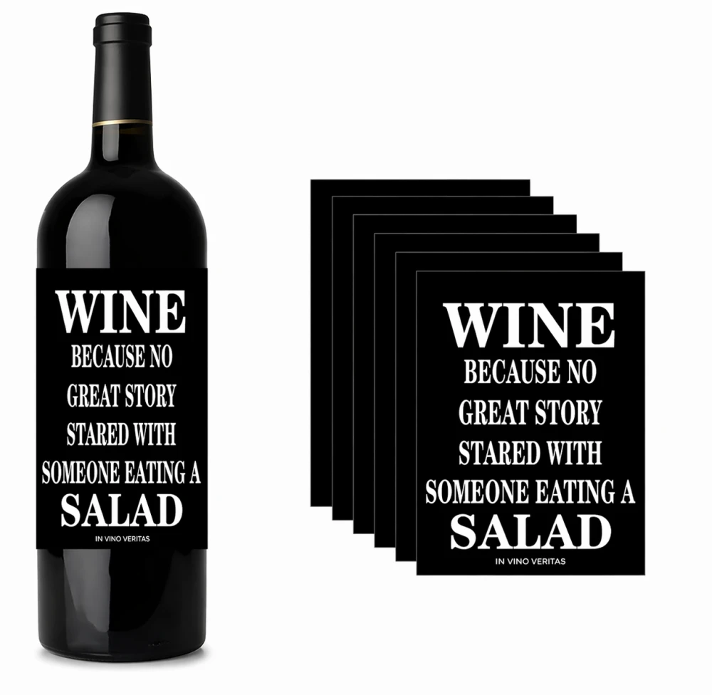 Naklejki na wino, Wine and salad 5 szt.