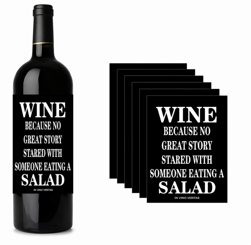 Naklejki na wino, Wine and salad 5 szt.