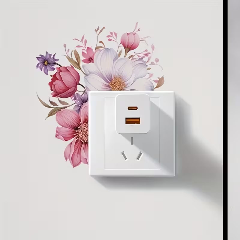 Naklejka pod włącznik światła - Kwiaty kolorowe