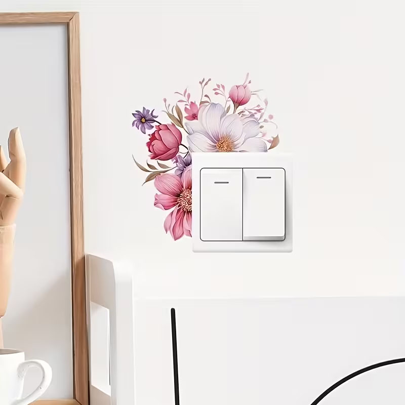 Naklejka pod włącznik światła - Kwiaty kolorowe
