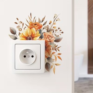 Naklejka pod włącznik światła - Kwiaty kolorowe pomarańczowe 4rooms