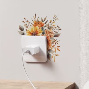 Naklejka pod włącznik światła - Kwiaty kolorowe pomarańczowe 4rooms