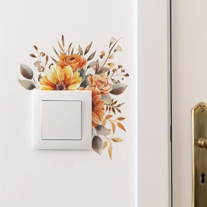 Naklejka pod włącznik światła - Kwiaty kolorowe pomarańczowe 4rooms
