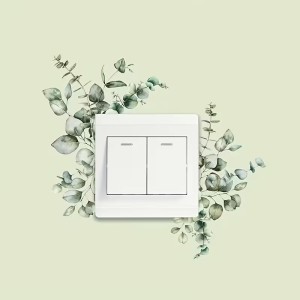 Naklejka pod włącznik światła - Kwiaty zielone liście