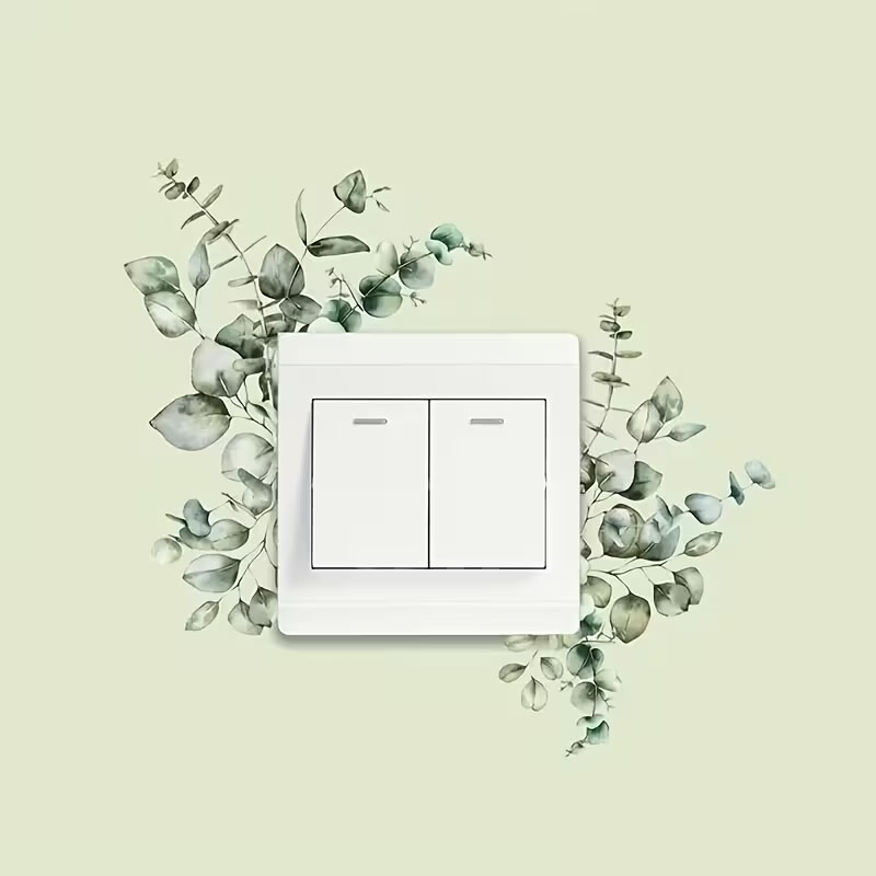 Naklejka pod włącznik światła - Kwiaty zielone liście