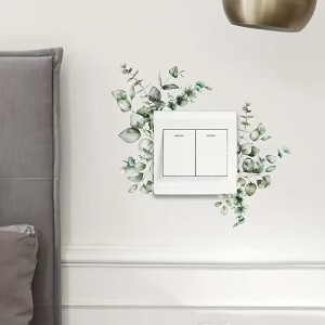Naklejka pod włącznik światła - Kwiaty zielone liście
