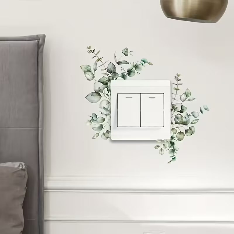 Naklejka pod włącznik światła - Kwiaty zielone liście