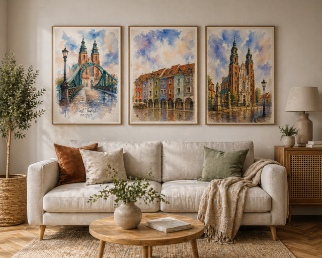 Plakat, Poznań Kamienice na starym rynku - akwarela no.2