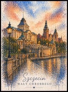 Plakat, Polskie miasto - Szczecin akwarela