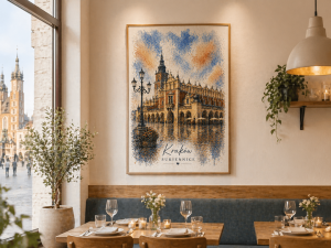 Plakat, Kraków sukiennice - akwarela