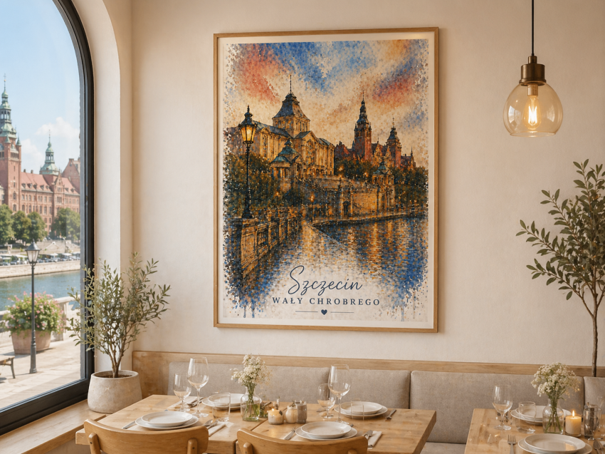 Plakat, Polskie miasto - Szczecin akwarela