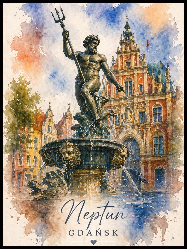 Plakat, Gdańsk - Neptun akwarela no.2 4rooms