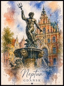 Plakat, Gdańsk - Neptun akwarela no.2 4rooms