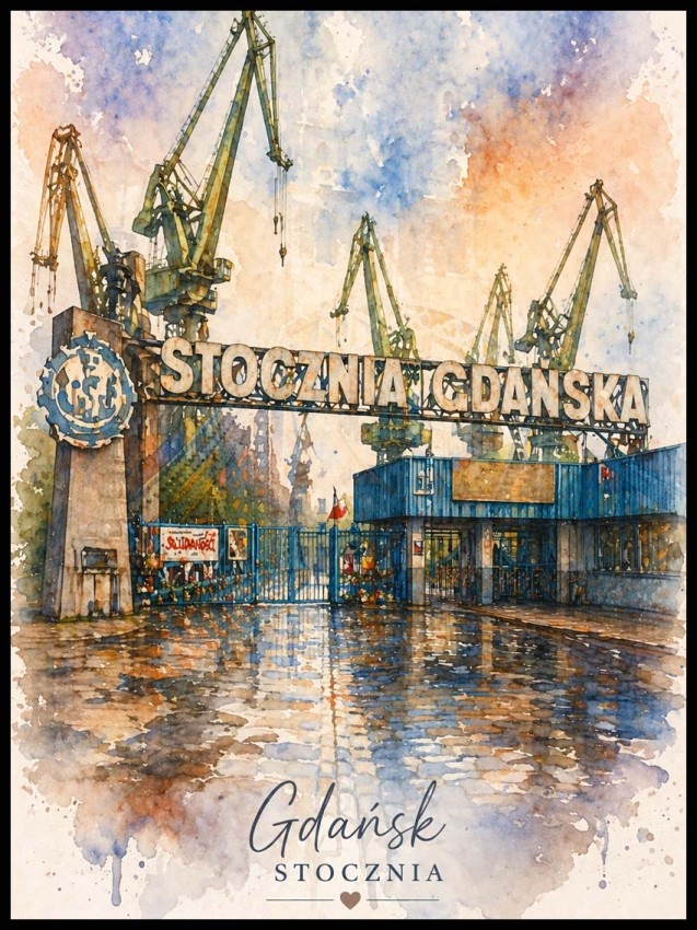 Plakat, Stocznia w Gdańsku - akwarelowa no.2
