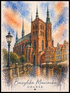 Plakat, Bazylika Mariacka w Gdańsku akwarelowa