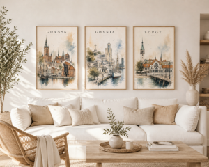 Plakat, Polskie miasto Gdańsk - akwarela 4rooms