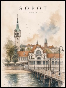 Plakat, Polskie miasto trójmiasto - Sopot 4rooms