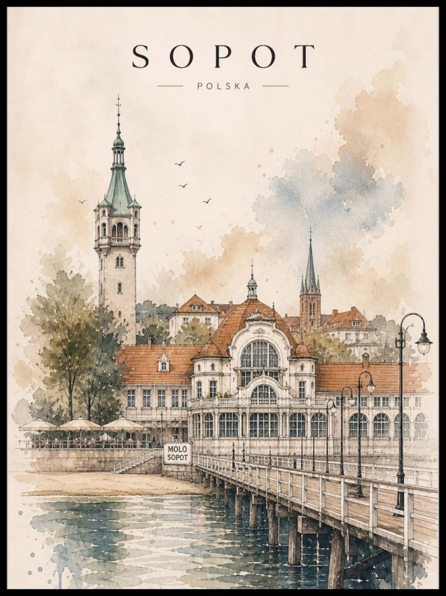 Plakat, Polskie miasto trójmiasto - Sopot 4rooms