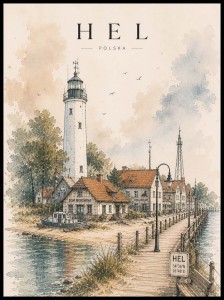 Plakat, Polskie Morze Hel - akwarela 4rooms