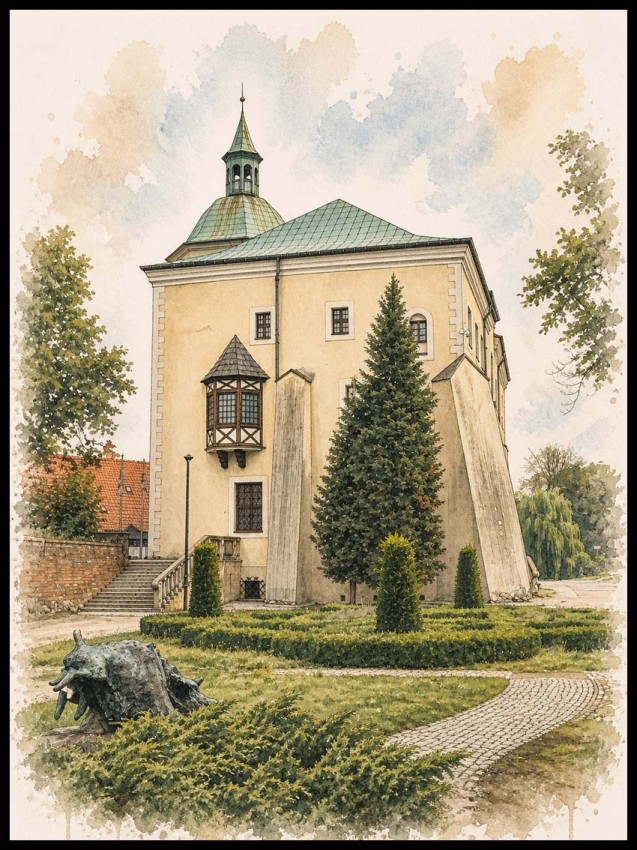 Plakat, Polskie miasto Słupsk akwarela no.2