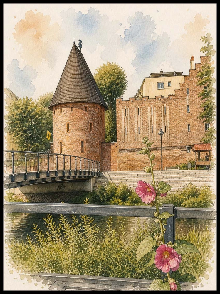 Plakat, Polskie miasto Słupsk akwarela no.3