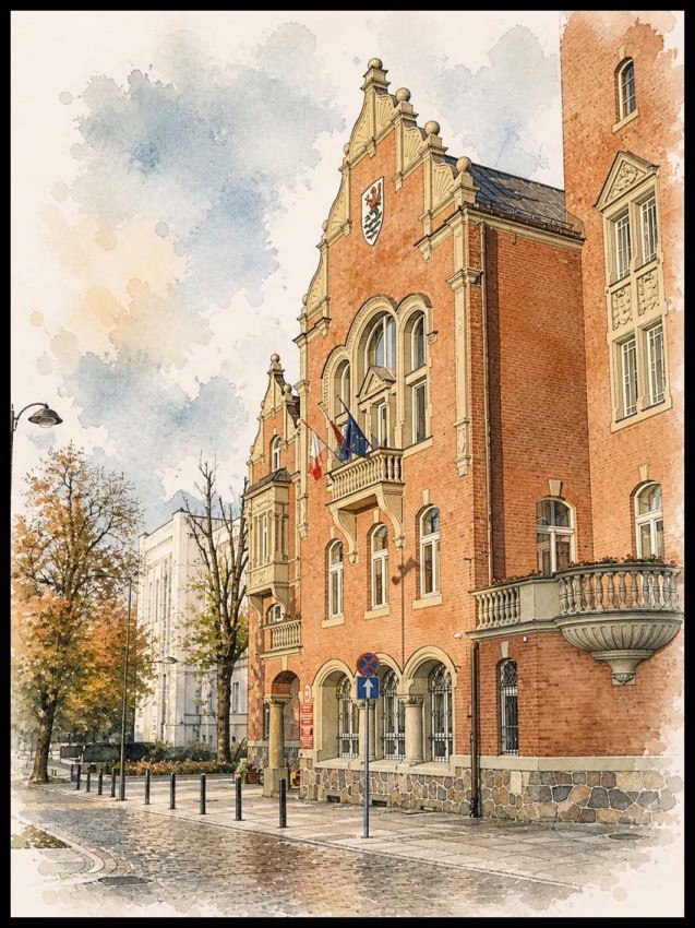 Plakat, Polskie miasto Słupsk akwarela no.4