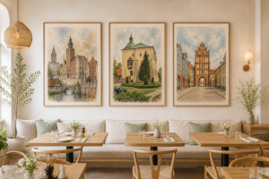 Plakat, Polskie miasto Słupsk akwarela no.2