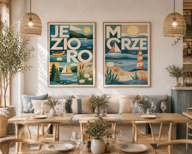Plakat, Polskie Regiony retro - Jezioro pastelowe