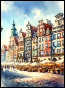 Plakat, Poznań Stare miasto - akwarela