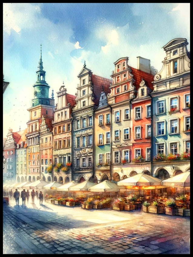 Plakat, Poznań Stare miasto - akwarela