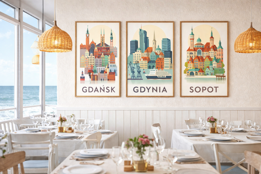 Plakat, Sopot panorama z napisem 4rooms