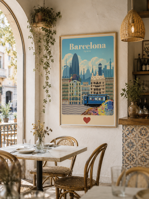 Plakat, Barcelona Hiszpania z sercem 4rooms