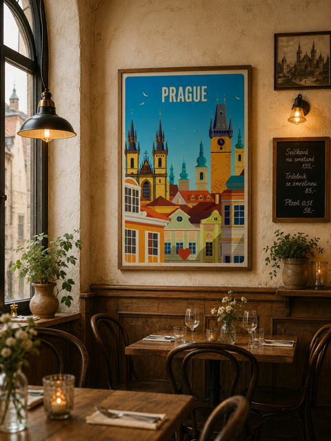 Plakat, Praga old town - retro z sercem 4rooms