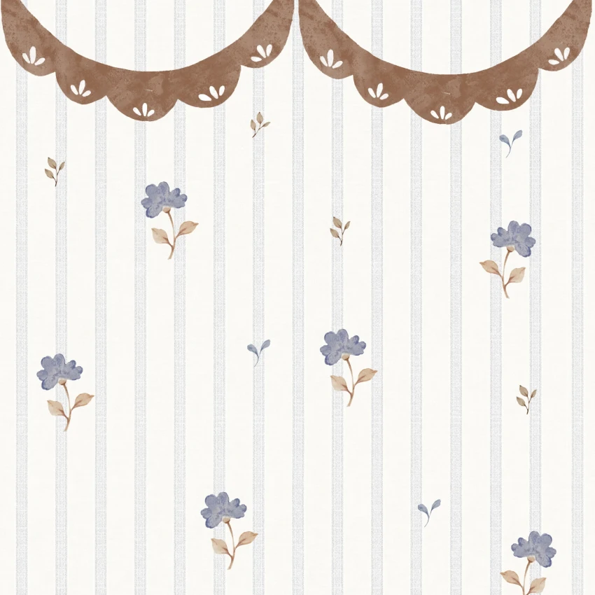 Tapeta, Delikatne retro kwiaty i ornament