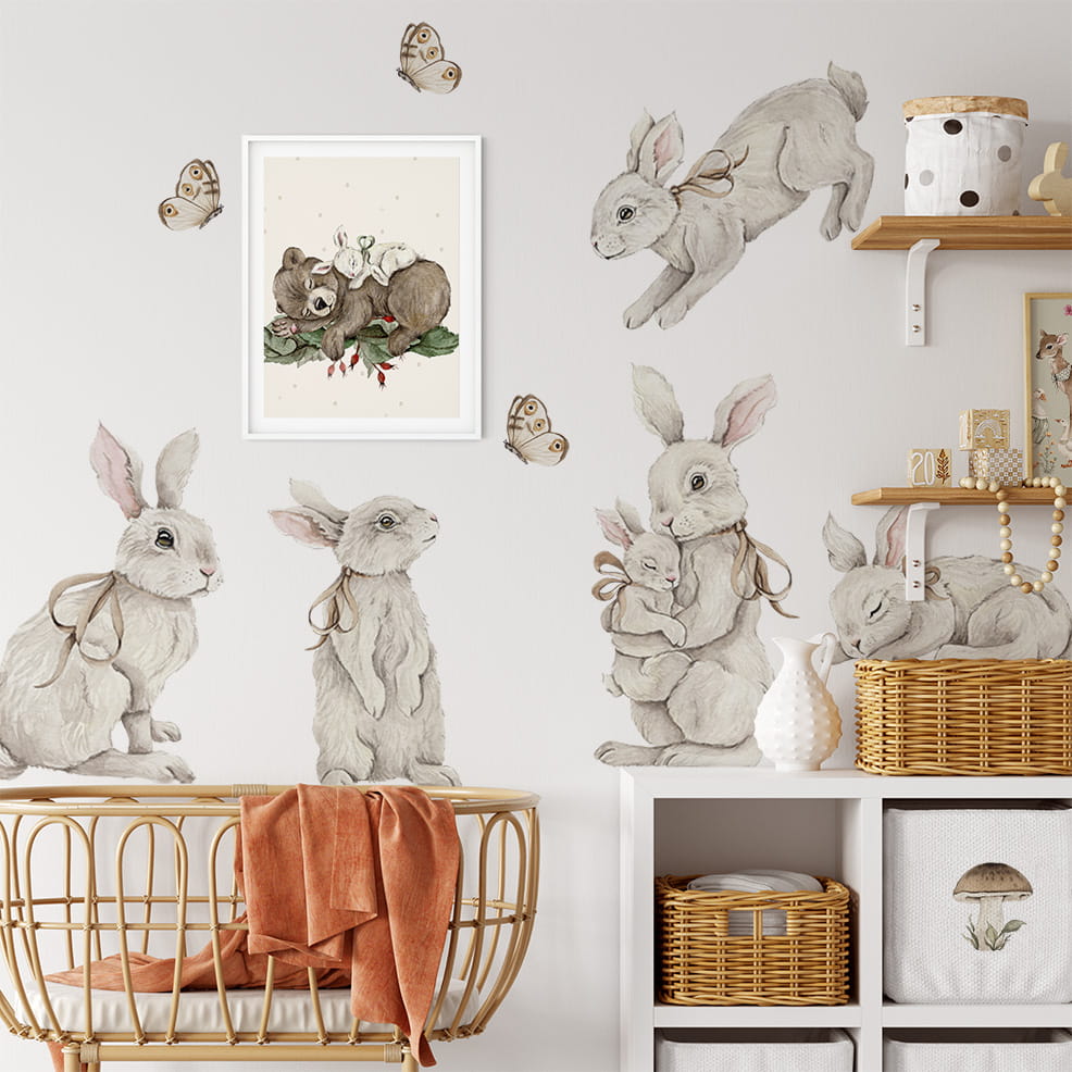 Naklejki na ścianę, Royal bunnies - Króliczki XL