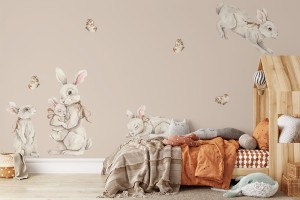 Naklejki na ścianę, Royal bunnies - Króliczki XL